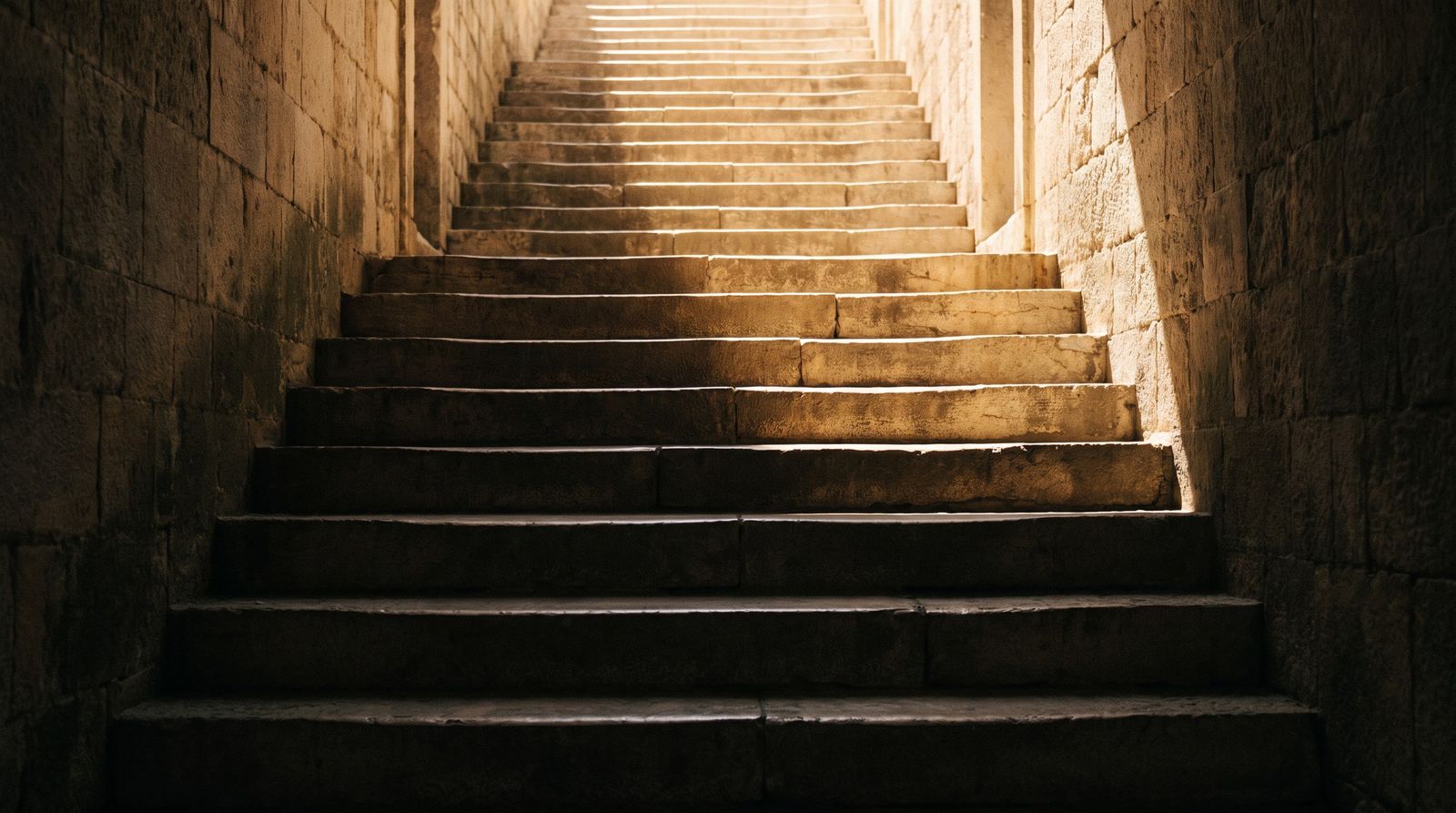 Stone steps leading towards the light of dawn